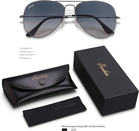 نظارات شمسية من بيريكن بتصميم طيار كلاسيكي للرجال والنساء، حماية 100% من الأشعة فوق البنفسجية 400، عدسات زجاجية بنية متدرجة 62 ملم، إطار معدني ذهبي... in Kuwait