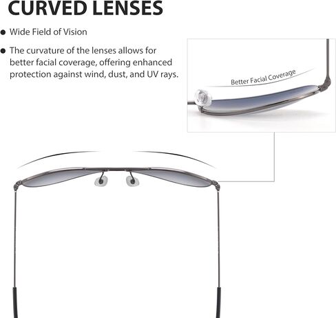 نظارات شمسية من بيريكن بتصميم طيار كلاسيكي للرجال والنساء، حماية 100% من الأشعة فوق البنفسجية 400، عدسات زجاجية بنية متدرجة 62 ملم، إطار معدني ذهبي... in Kuwait