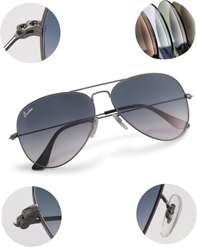 نظارات شمسية من بيريكن بتصميم طيار كلاسيكي للرجال والنساء، حماية 100% من الأشعة فوق البنفسجية 400، عدسات زجاجية بنية متدرجة 62 ملم، إطار معدني ذهبي... in Kuwait