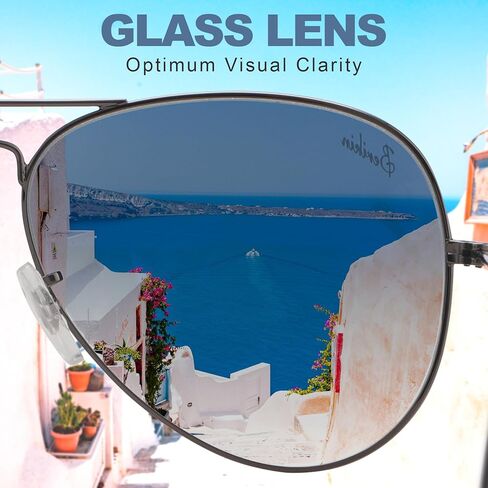 نظارات شمسية من بيريكن بتصميم طيار كلاسيكي للرجال والنساء، حماية 100% من الأشعة فوق البنفسجية 400، عدسات زجاجية بنية متدرجة 62 ملم، إطار معدني ذهبي... in Kuwait