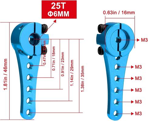 Hobbypark Metal Aluminum Long 25T Servo Horn Single Sided Steering Arm M3 Threads for RC Car Truck Off Road Buggy Accessories (Black) in Saudi Arabia