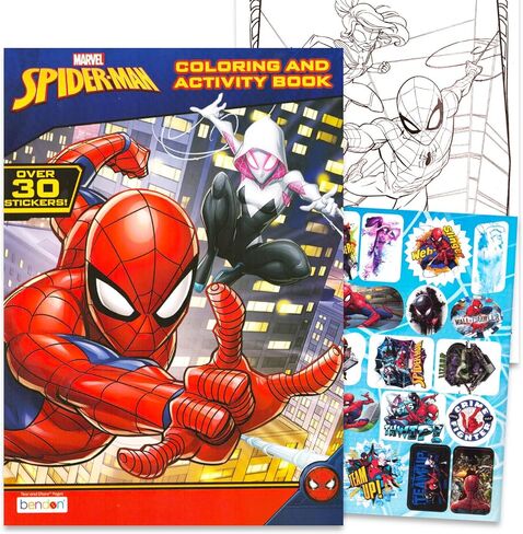 مجموعة كتب التلوين النهائية من مارفل سبايدرمان - 3 كتب أنشطة سبايدر مان مع وشوم وملصقات سبايدر مان in Kuwait