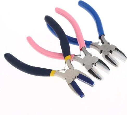 1pcs DIY Jewelry Making Non-Slip PVC Handle Flat Nose Pliers Double Nylon Jaw Plier Wire Straightentener Craft(Pink) in Saudi Arabia