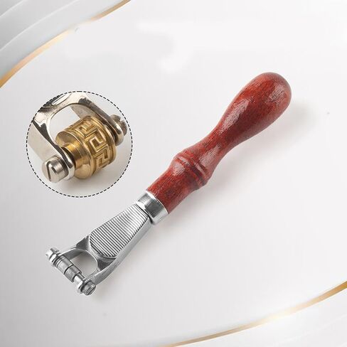 أداة مزخرفة جلدية فنية مقبض خشبي مريح لتصميمات مخصصة على الأحزمة والحقائب والإكسسوارات مقبض عجلة كبير من الجلد المزخرف in Kuwait