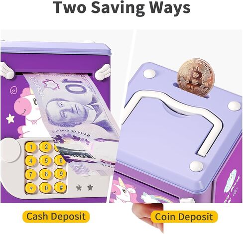 Piggy Bank Toy Electronic Mini ATM Savings Machine with Personal Password & Fingerprint Unlocking Simulation - Music Box with Songs for Kids, Boys and Girls Age 3-8 Years (Purple) in Kuwait