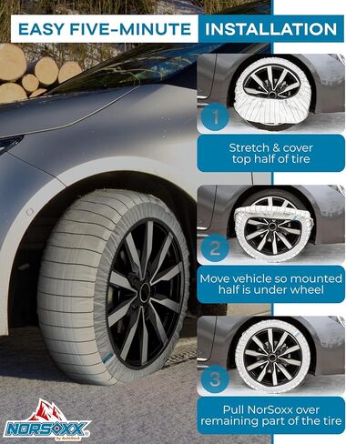 Passenger Vehicle Snow Socks for Tires, N47 - Car Sock Tire Traction Device for Snow, Ultimate Chain Alternative for Cars, SUVs, Pickups & Light Commercial Vehicles, Pack of 2 in Saudi Arabia