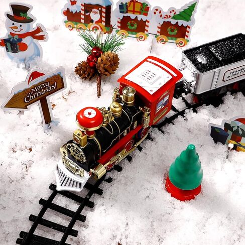 Zerodeko Christmas Train Set Mini Electric Train (no Batteries Included) with Light & Sound, Diy Assemble Holiday Experience for Home Decor, Tabletop Christmas Village Display, Festive Under-tree Xmas in Saudi Arabia