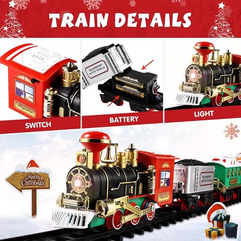 Zerodeko Christmas Train Set Mini Electric Train (no Batteries Included) with Light & Sound, Diy Assemble Holiday Experience for Home Decor, Tabletop Christmas Village Display, Festive Under-tree Xmas in Saudi Arabia