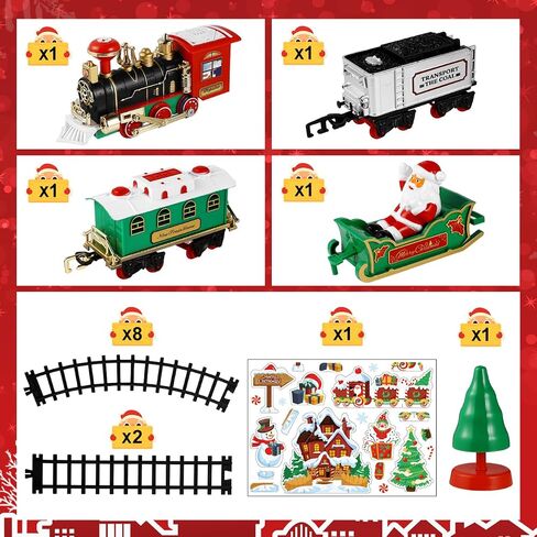 Zerodeko Christmas Train Set Mini Electric Train (no Batteries Included) with Light & Sound, Diy Assemble Holiday Experience for Home Decor, Tabletop Christmas Village Display, Festive Under-tree Xmas in Saudi Arabia