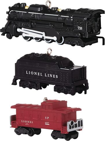 زخرفة عيد الميلاد البلاستيكية المصغرة من Hallmark Keepsake 2022، Lionel 2129WS Freight، مجموعة صغيرة من 3 in Kuwait
