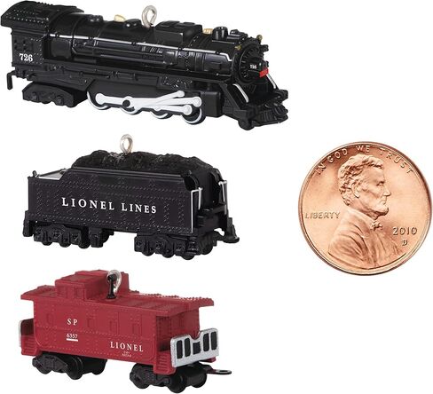 زخرفة عيد الميلاد البلاستيكية المصغرة من Hallmark Keepsake 2022، Lionel 2129WS Freight، مجموعة صغيرة من 3 in Kuwait