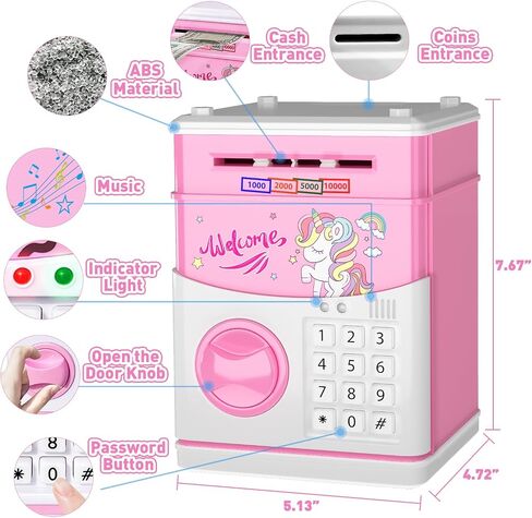 JUNEU Unicorn Piggy Bank for Kids - Electronic Musical Money Bank for Girls in Kuwait
