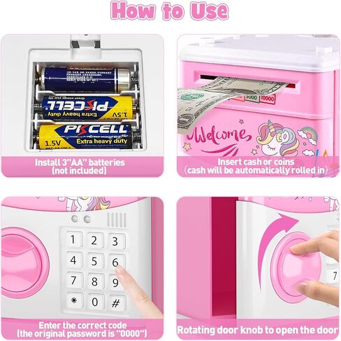JUNEU Unicorn Piggy Bank for Kids - Electronic Musical Money Bank for Girls in Kuwait