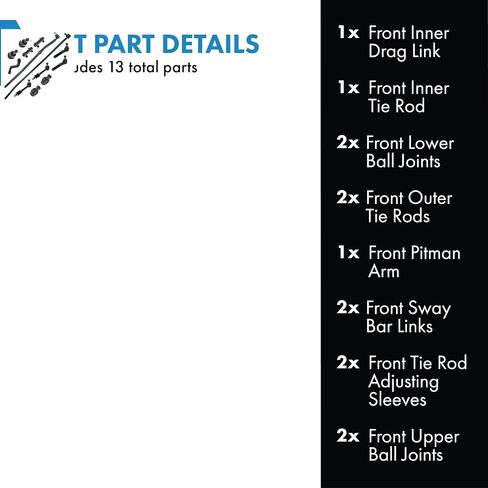 TRQ Front Steering & Suspension Kit Compatible with 1998-1999 Dodge Ram 1500 Ram 2500 in Saudi Arabia
