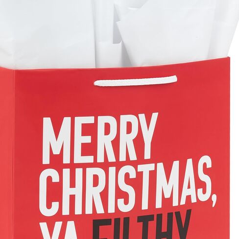 Hallmark Home Alone 13" Large Red and Black Christmas Gift Bag with Tissue Paper (Merry Christmas, Ya Filthy Animal) for Kids, Teens, Fans in Saudi Arabia