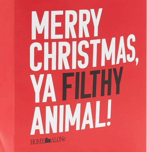 Hallmark Home Alone 13" Large Red and Black Christmas Gift Bag with Tissue Paper (Merry Christmas, Ya Filthy Animal) for Kids, Teens, Fans in Saudi Arabia