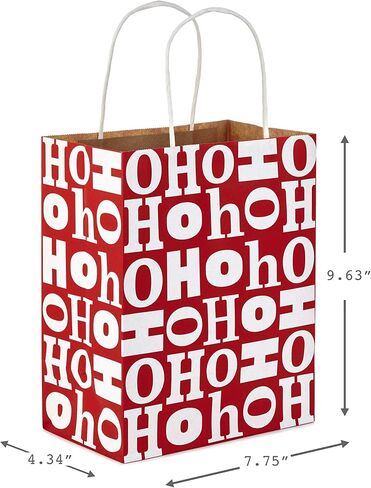 Hallmark 9" Medium Holiday Gift Bag Assortment (Pack of 12, Solids and Prints in Red, Green, Blue) Paper Gift Bags with Christmas Trees, Stripes, Polka Dots, Ho Ho Ho and More in Saudi Arabia