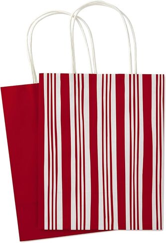 Hallmark 9" Medium Holiday Gift Bag Assortment (Pack of 12, Solids and Prints in Red, Green, Blue) Paper Gift Bags with Christmas Trees, Stripes, Polka Dots, Ho Ho Ho and More in Saudi Arabia