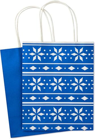 Hallmark 9" Medium Holiday Gift Bag Assortment (Pack of 12, Solids and Prints in Red, Green, Blue) Paper Gift Bags with Christmas Trees, Stripes, Polka Dots, Ho Ho Ho and More in Saudi Arabia