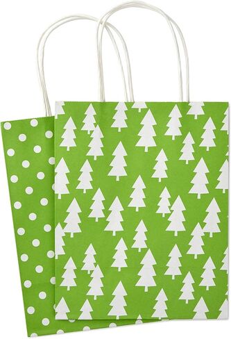 Hallmark 9" Medium Holiday Gift Bag Assortment (Pack of 12, Solids and Prints in Red, Green, Blue) Paper Gift Bags with Christmas Trees, Stripes, Polka Dots, Ho Ho Ho and More in Saudi Arabia