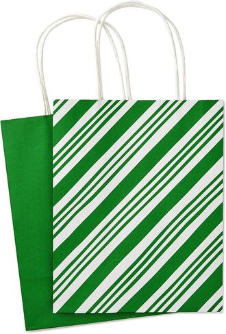 Hallmark 9" Medium Holiday Gift Bag Assortment (Pack of 12, Solids and Prints in Red, Green, Blue) Paper Gift Bags with Christmas Trees, Stripes, Polka Dots, Ho Ho Ho and More in Saudi Arabia