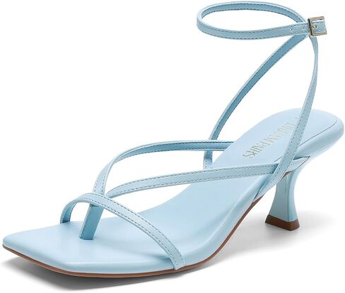 DREAM PAIRS Women's kitten Low Strappy Lace Up Heels for Women Open Square Toe Thong Ankle Strap Heels Sexy Fashion Comfort Dress Shoes Party Pumps Heeled Sandals in Saudi Arabia