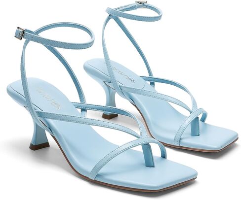 DREAM PAIRS Women's kitten Low Strappy Lace Up Heels for Women Open Square Toe Thong Ankle Strap Heels Sexy Fashion Comfort Dress Shoes Party Pumps Heeled Sandals in Saudi Arabia
