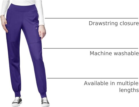 WonderWink W123 Women’s Comfort Waist Cargo Jogger Pant — Grape, X-Large Petite in Saudi Arabia