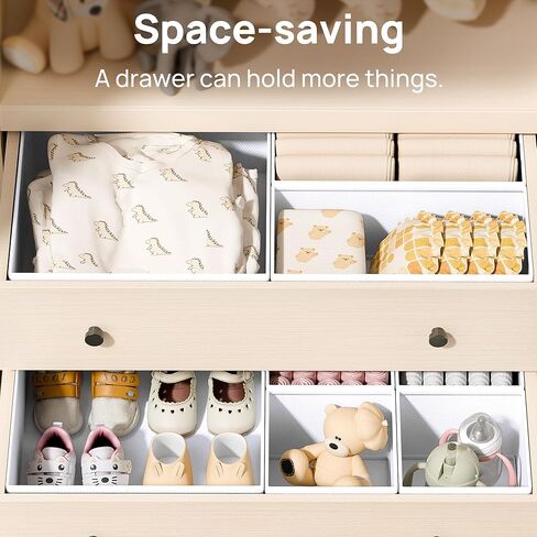Vtopmart 12 Pack Baby Clothes Organizer, Dresser Drawer Organizer for Baby Clothing, Foldable Fabric Closet Drawer Storage Bins, Nursery Dresser Dividers for Bra, Socks, Ties, Scarf in Kuwait