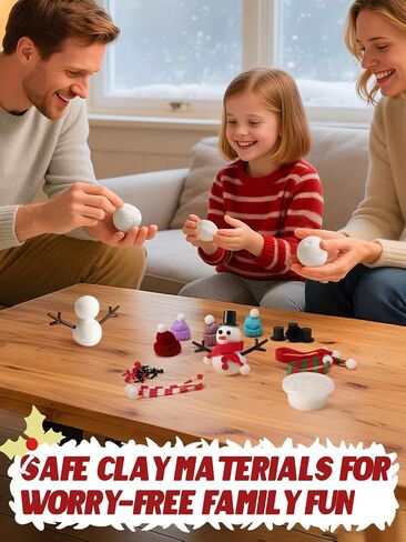 Cosweet 24 Pack Christmas Snowman Crafts Kit for Kids- Build a Snowman Kit with Air Dry Clay Xmas Stocking Stuffers Gift for Party Favors Winter Activities DIY Crafts Sewing in Saudi Arabia