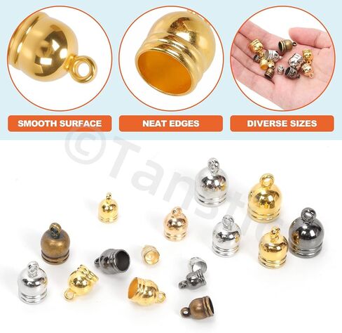 Tanstic 125Pcs Cord End Caps, 12mm Plastic Tassel Caps Leather Cord End Caps for Jewelry Making DIY Crafts (5 Colors) in Saudi Arabia