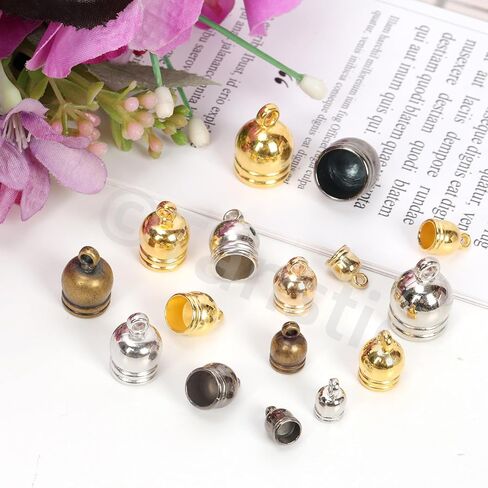 Tanstic 125Pcs Cord End Caps, 12mm Plastic Tassel Caps Leather Cord End Caps for Jewelry Making DIY Crafts (5 Colors) in Saudi Arabia