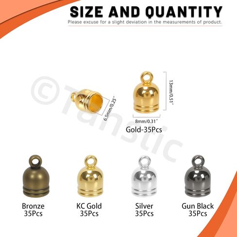Tanstic 125Pcs Cord End Caps, 12mm Plastic Tassel Caps Leather Cord End Caps for Jewelry Making DIY Crafts (5 Colors) in Saudi Arabia