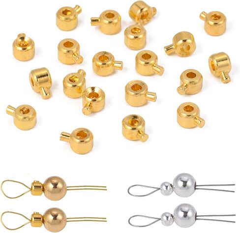 Songxi 60pcs Round Mixed Stopper Crimp Beads for Jewelry Making, 4.7x3.1mm Brass End Caps for Bracelet Necklace Earring, Art and Crafts, Loose in Saudi Arabia