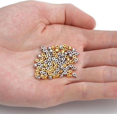 Songxi 60pcs Round Mixed Stopper Crimp Beads for Jewelry Making, 4.7x3.1mm Brass End Caps for Bracelet Necklace Earring, Art and Crafts, Loose in Saudi Arabia