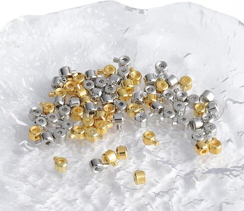 Songxi 60pcs Round Mixed Stopper Crimp Beads for Jewelry Making, 4.7x3.1mm Brass End Caps for Bracelet Necklace Earring, Art and Crafts, Loose in Saudi Arabia