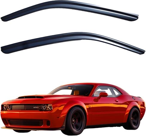Window Visors Rain Guards Compatible with 2008-2023 Dodge Challenger, Out-Channel Side Window Wind Deflectors Vent Shades Accessories, Dark Smoke, 2014 2015 2016 2017 2018 2019 2020 2021 2022 in Saudi Arabia