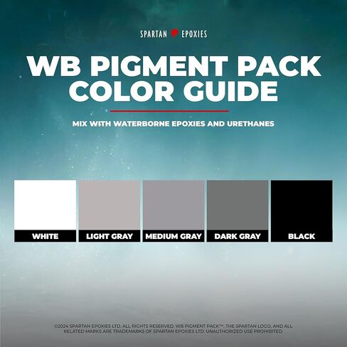 حزمة صبغات Spartan Epoxies WB لـ WBPRO وAquaTEK - متوافقة مع جميع الإيبوكسيات واليوريثان المنقولة بالماء - متوفرة في برطمانات سعة 16 أونصة و32 أونصة - 5 ألوان (أسود، 32 أونصة) in Kuwait