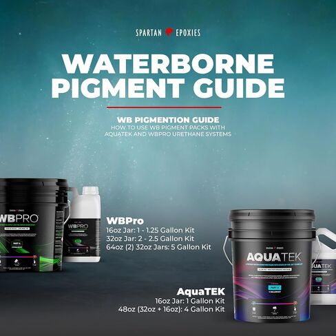 حزمة صبغات Spartan Epoxies WB لـ WBPRO وAquaTEK - متوافقة مع جميع الإيبوكسيات واليوريثان المنقولة بالماء - متوفرة في برطمانات سعة 16 أونصة و32 أونصة - 5 ألوان (أسود، 32 أونصة) in Saudi Arabia