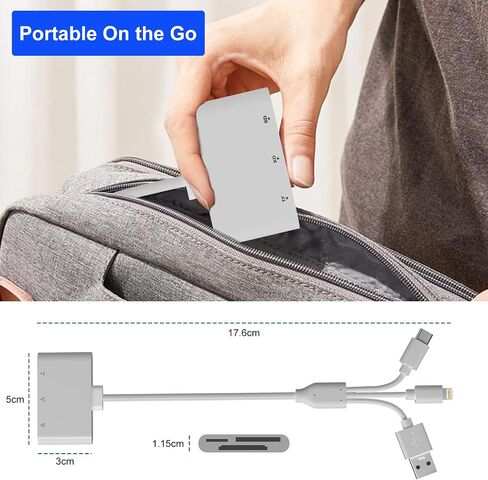 SD Card Reader for iPhone/iPad, Lightning+Type C+USB A Connector to SD/TF Card Adapter for SD SDHC SDXC/Micro SD, 4-in-1 Micro SD Card Reader and USB OTG Adapter Type C Charging for iPhone/Mac in Saudi Arabia
