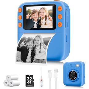 Instant Print Camera for Kids, Christmas Birthday Gifts for Girls Boys, 1080P Instant Digital Print Cameras for Toddler,Portable Toy for 4 5 6 7 8 9 10 Year Old Girl with 32GB SD Card，Pink in Kuwait