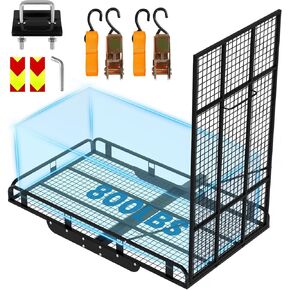 حامل بضائع مقاس 50 × 28.3 × 5.1، سلة شحن من الألومنيوم بسعة 800 رطل مع منحدر قابل للطي، رف حامل الأمتعة يناسب جهاز استقبال وصلة 2 بوصة لسيارات الدفع الرباعي (الفولاذ المقاوم للصدأ باللون الأسود) in Kuwait