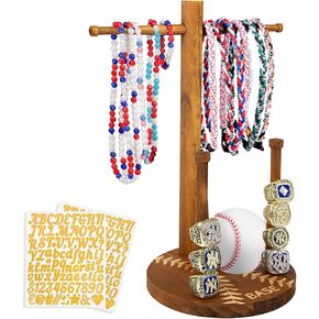 Luscinia Wooden Baseball Softball Drip Necklace Organizer Championship Ring Display Holder Sports Ring Stand Necklace Holder for Players Decor Baseball Jewelry Accessories Display Rack（Rotundity） in Saudi Arabia