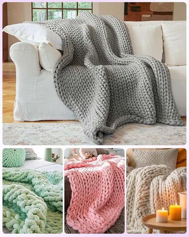 Teyeto Chunky 46' Blanket Loom Knitting Kit for Adults - Wooden Weaving Loom with Premium Yarn - Complete DIY Set for Hand Knitting Large Chunky Blankets, Throws & Decor in Saudi Arabia