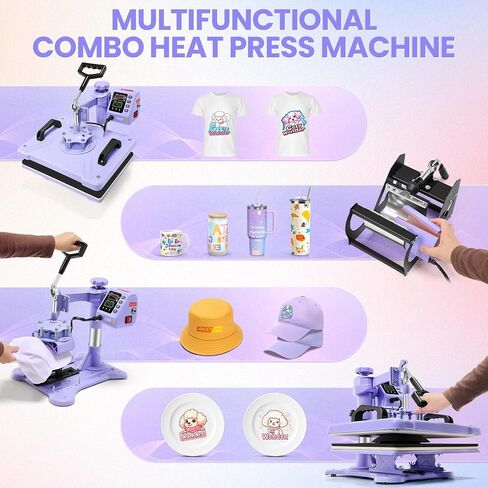 15x12 Heat Press Machine 8-in-1, Sublimation Combo with 9/11/12/17OZ Tumbler Press, Swing Away Shirt Press Machine, Heat Transfer for T-Shirt/Tumbler/Bag/Hats/Cap (12x15) in Saudi Arabia
