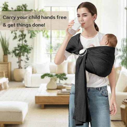 Baby Ring Sling Wrap, Lightweight Baby Carrier Sling Toddler Sling, Cotton Infants Wraps Carrier (7-35 lbs) for Toddlers, Cream in Saudi Arabia