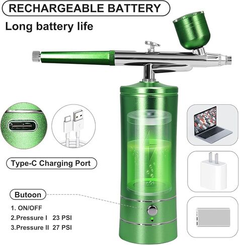 Airbrush-Kit Air Brush Kit With Airbrush Compressor Nail Charms Wireless Air Brush for Barber, Nail Art, Cake Decor, Makeup, Model Painting (A-Pink) in Saudi Arabia