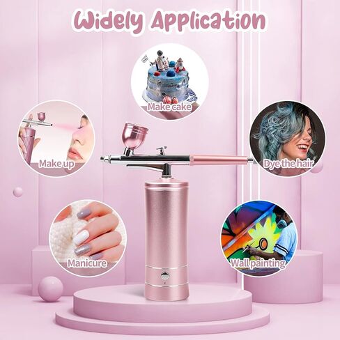 Airbrush-Kit Air Brush Kit With Airbrush Compressor Nail Charms Wireless Air Brush for Barber, Nail Art, Cake Decor, Makeup, Model Painting (A-Pink) in Saudi Arabia