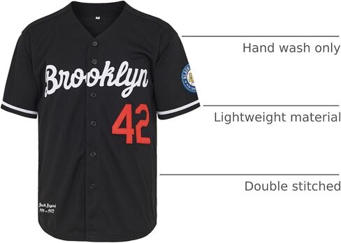 Men's Black Legend Baseball Jersey #42 Vintage Embroidered Retro Hip Hop Jersey Stitched in Saudi Arabia