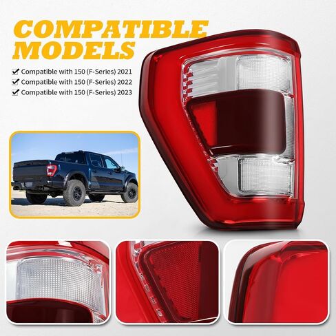 Tail Lights Assembly Chrome Full w/Blind Spot Compatible with 2021 2022 2023 (F-Series) 150 Rear Brake Lamps Taillights ML3Z13404D ML3Z13405D in Saudi Arabia